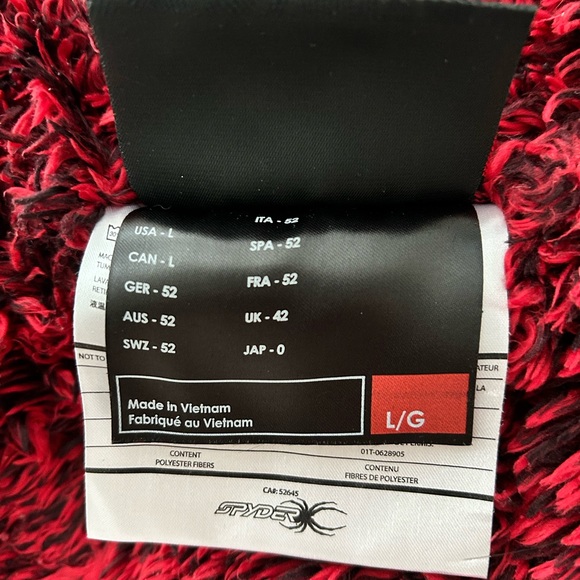 Boy Spyder Red/White/Black Reversible Hooded Ski Jacket with Shaggy Fleece - Picture 12 of 16